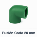 Codo plástico verde de 20 mm para unión por termofusión