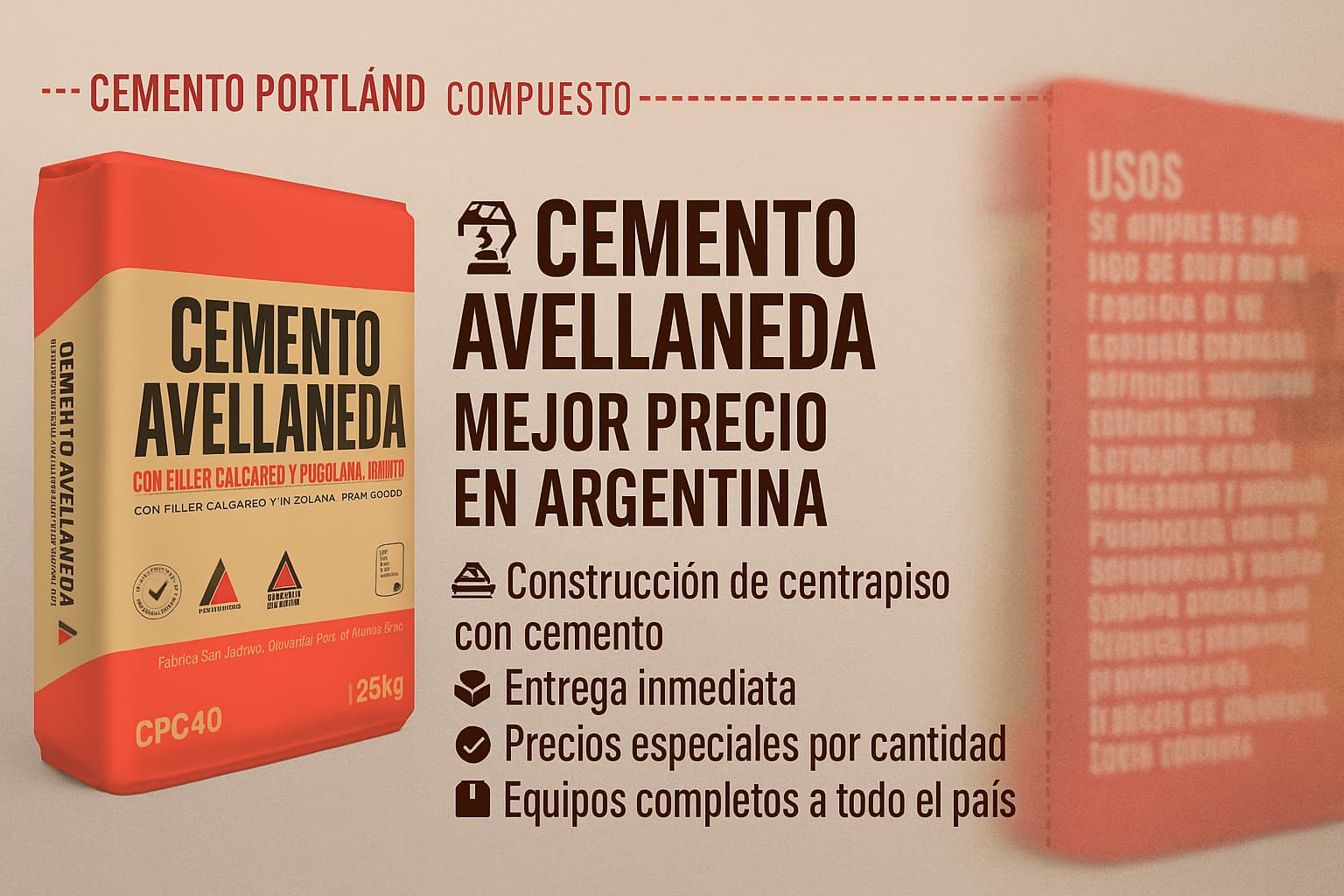 Bolsa de Cemento Avellaneda mejor precio en Argentina 25 kg