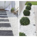 piedra blanca decorativa en jardín moderno